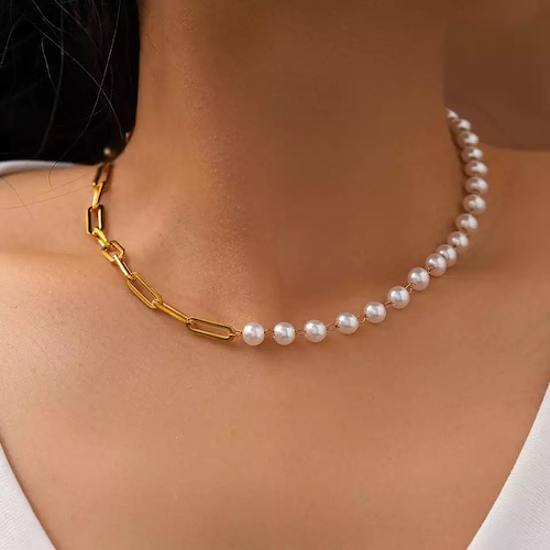 Collar cadena perlas – chic bisuteria online